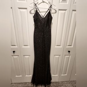 Beautiful black glitter maxi dress with bow